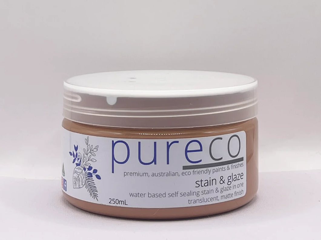 Sienna stain and glaze